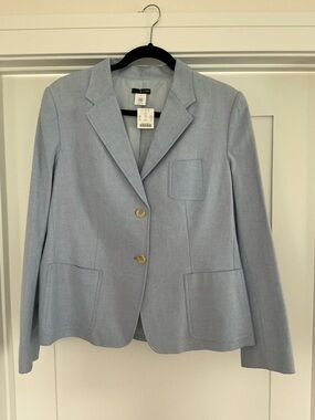 NWT J. Crew Light Blue Women's Two-Button Oxford Blazer Jacket